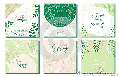 Design backgrounds for social media banner.Set of instagram post frame templates.Vector cover. Mockup for personal blog or shop. Vector Illustration